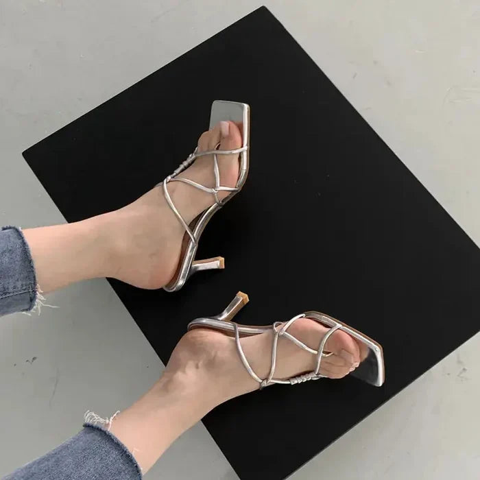 Narrow Band Square Toe Slip Heel fashionnsio