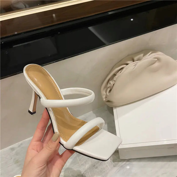 Square-toe Candy Color Heels fashionnsio