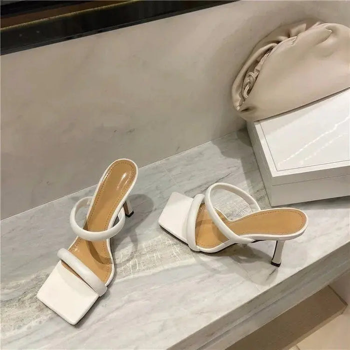 Square-toe Candy Color Heels fashionnsio