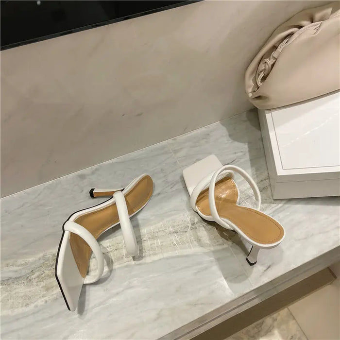 Square-toe Candy Color Heels fashionnsio