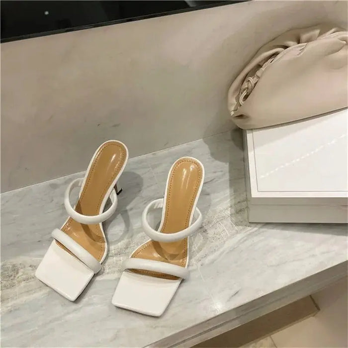 Square-toe Candy Color Heels fashionnsio