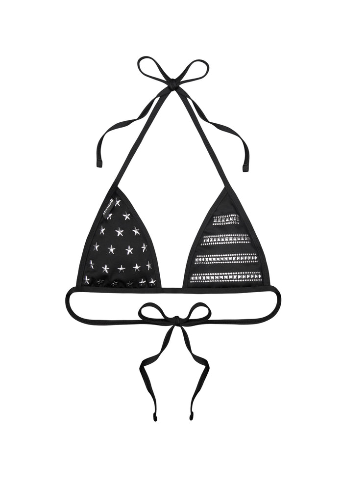 STELLAR STUDDED TRIANGLE BIKINI TOP BLACK
