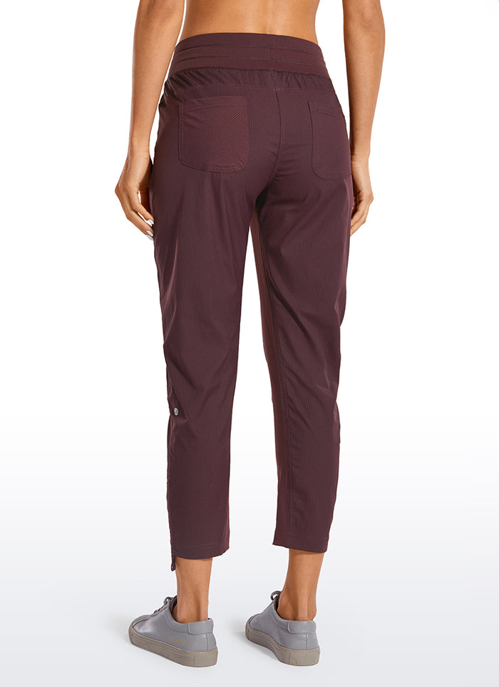 CRZ YOGA Women's Travel Slim Fit Striped Pants 25'' Cinched Leg Dark Russet