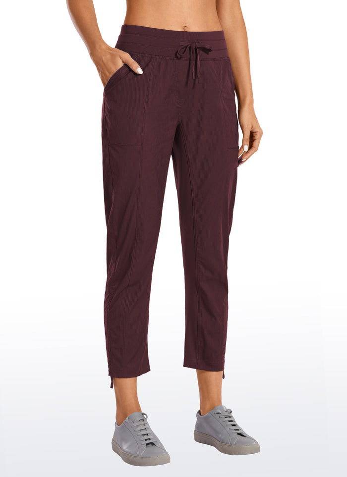 CRZ YOGA Women's Travel Slim Fit Striped Pants 25'' Cinched Leg Noctilucence Red