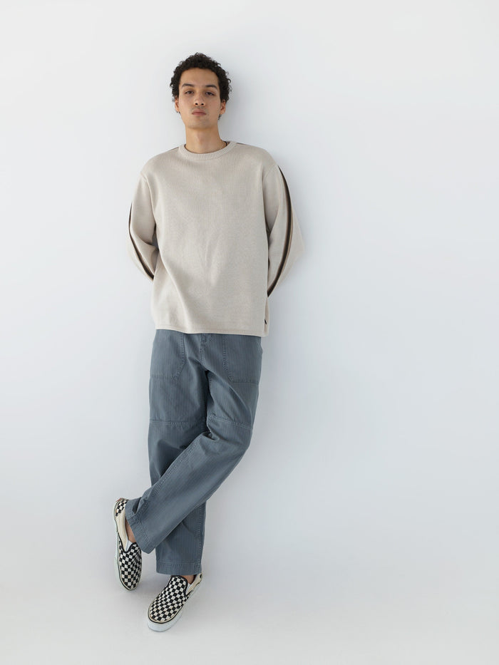 Striped Sleeve Knit Crew