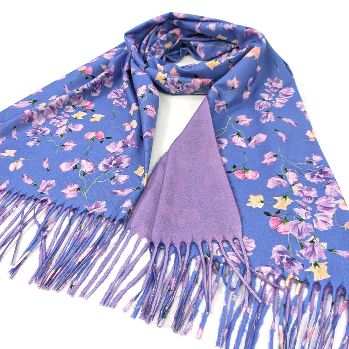 Sweet Pea Pashmina Style Scarf - Indigo (70x180cm) - Exclusive Design