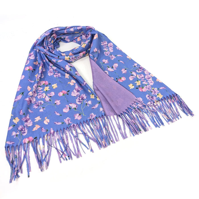 Sweet Pea Pashmina Style Scarf - Indigo (70x180cm) - Exclusive Design