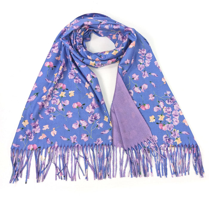Sweet Pea Pashmina Style Scarf - Indigo (70x180cm) - Exclusive Design