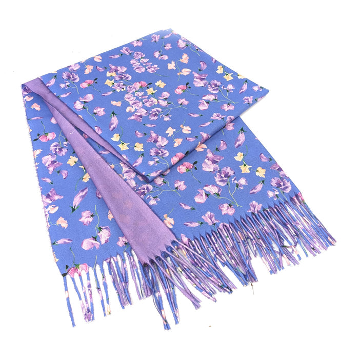 Sweet Pea Pashmina Style Scarf - Indigo (70x180cm) - Exclusive Design