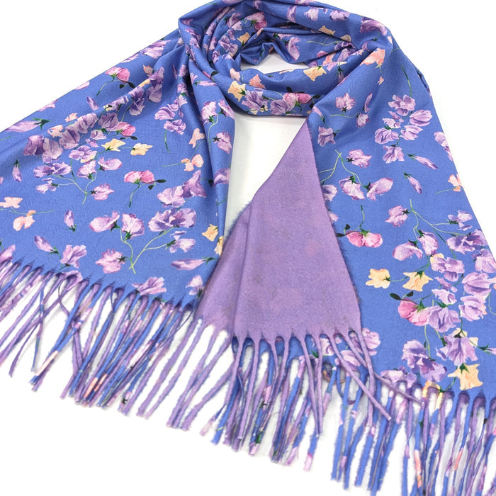 Sweet Pea Pashmina Style Scarf - Indigo (70x180cm) - Exclusive Design