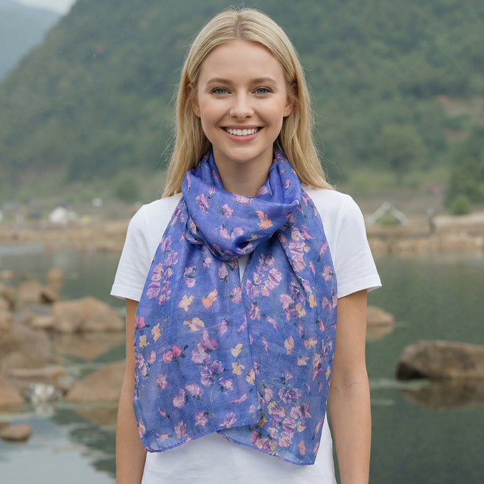 Sweet Pea Scarf - Indigo (50x180cm) - Exclusive Design