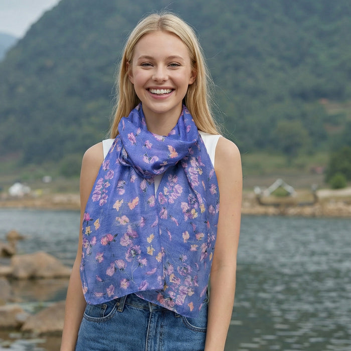 Sweet Pea Scarf - Indigo (50x180cm) - Exclusive Design