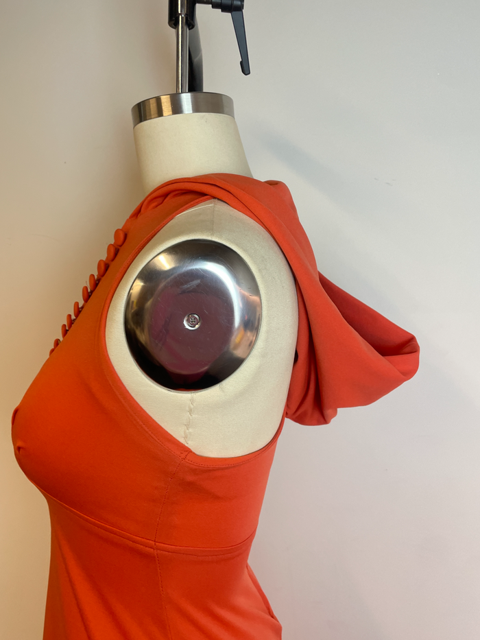 Tangerine V Neck Dress with Hood image 1