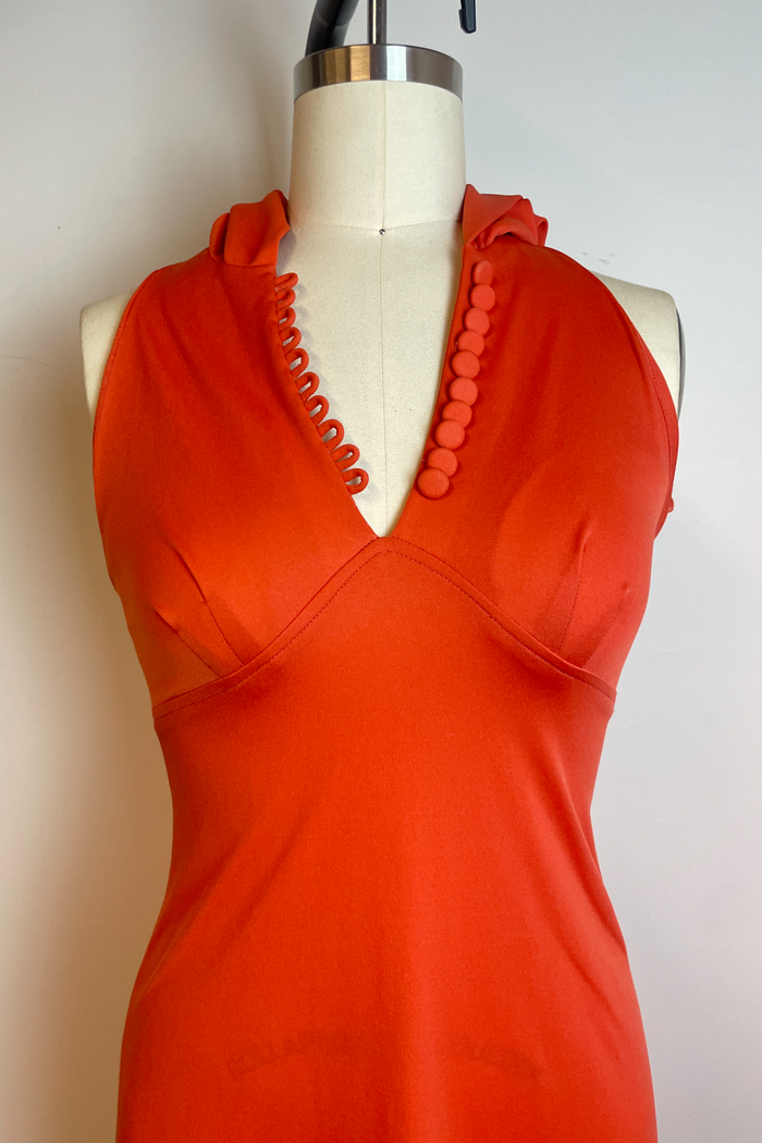 Tangerine V Neck Dress with Hood image 2
