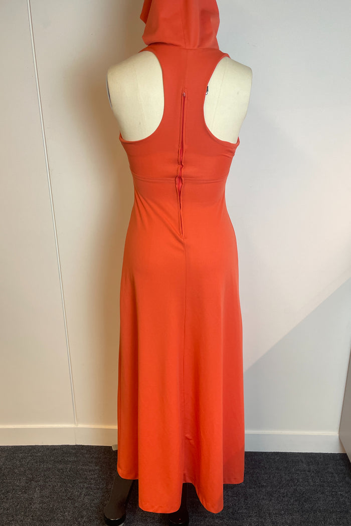 Tangerine V Neck Dress with Hood image 3