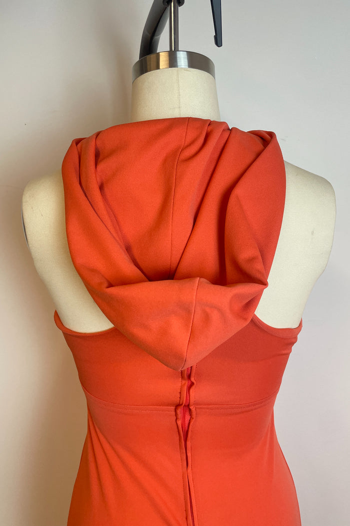 Tangerine V Neck Dress with Hood image 4
