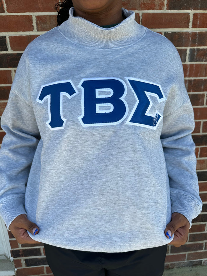 Tau Beta Sigma - STITCH LETTER MOCK NECK SWEATSHIRT