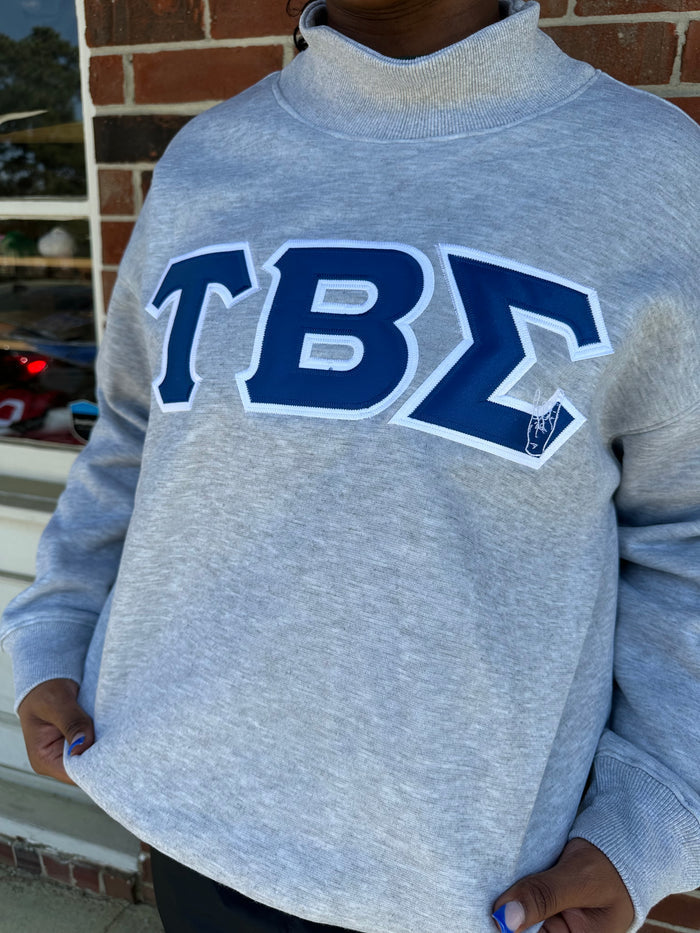 Tau Beta Sigma - STITCH LETTER MOCK NECK SWEATSHIRT