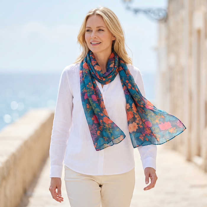 Teal Garden Scarf (70x180cm) - Exclusive Design