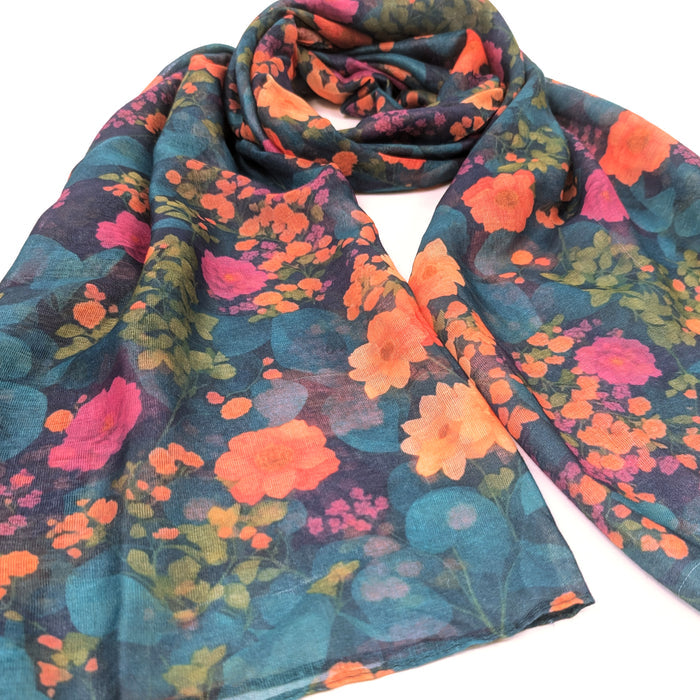 Teal Garden Scarf (70x180cm) - Exclusive Design