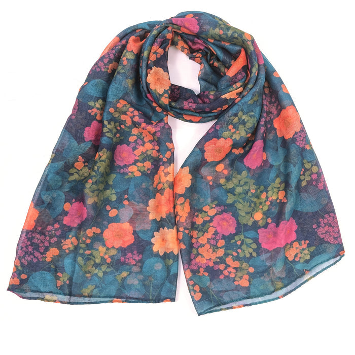 Teal Garden Scarf (70x180cm) - Exclusive Design
