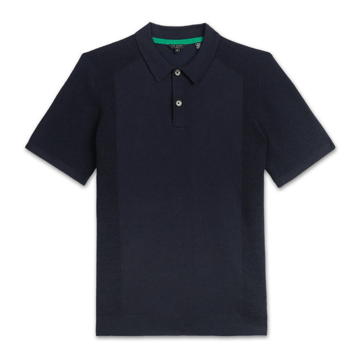 Ted Baker - BUMP Knitted Polo Shirt in Navy - Nigel Clare
