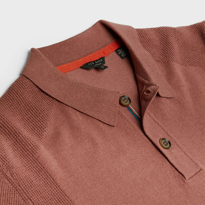 Ted Baker - BUMP Knitted Polo Shirt in Pink - Nigel Clare