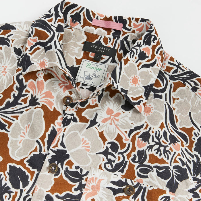 Ted Baker - SITCOM SS Floral Shirt in Brown - Nigel Clare