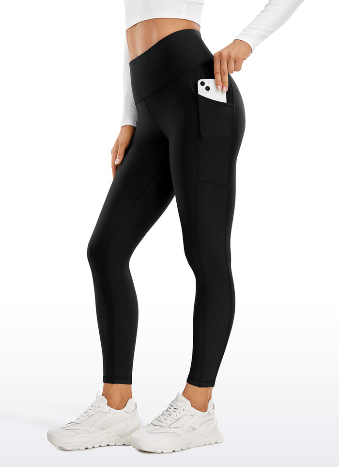 CRZ YOGA Women's High Rise Thermal Fleece Lined Pocket Legging II 25'' Black