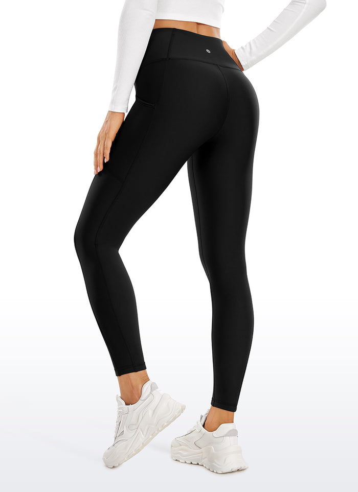 CRZ YOGA Women's High Rise Thermal Fleece Lined Pocket Legging II 25'' Black