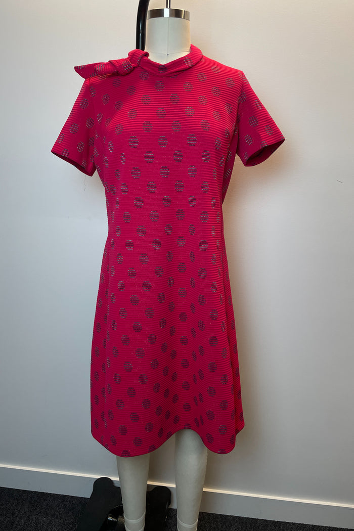 Tie Neck Red Polka Dot Mini Dress image 3