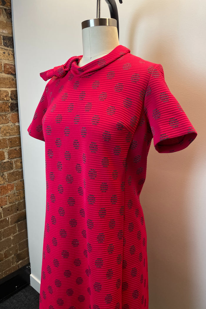 Tie Neck Red Polka Dot Mini Dress image 4
