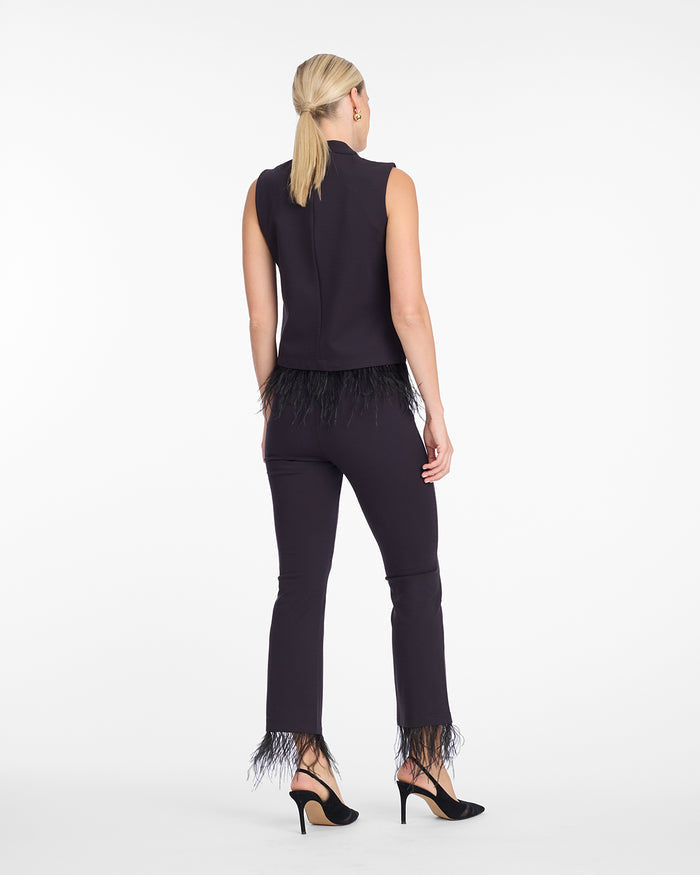 Trousers with Feather Trim