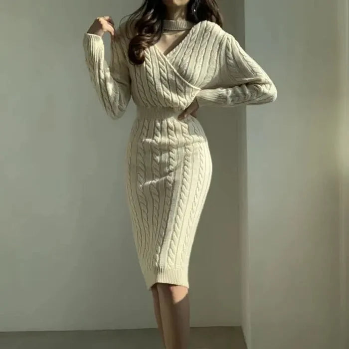 Two Style Split Knit Sweater Dress fashionnsio