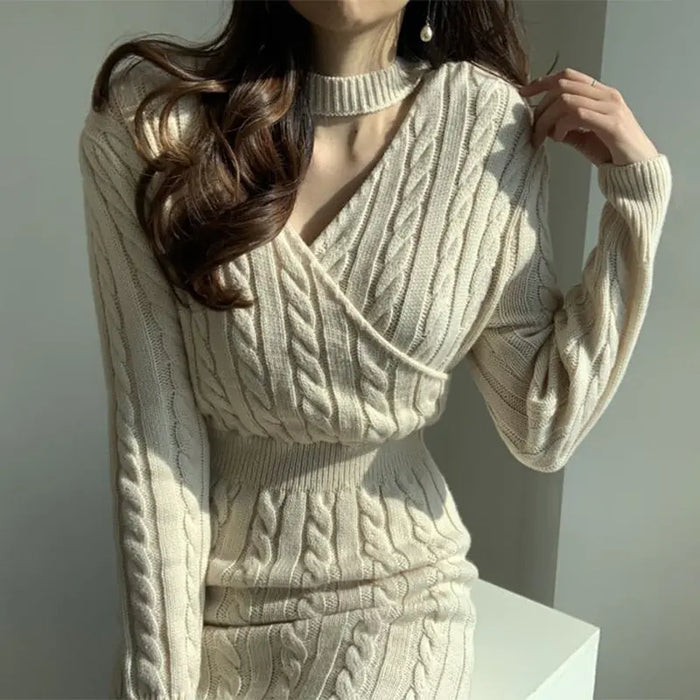 Two Style Split Knit Sweater Dress fashionnsio