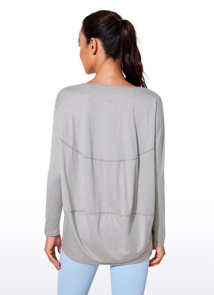 CRZ YOGA Women UPF 50+ Run Lightweight Loose Fit Long Sleeves Silver Mist