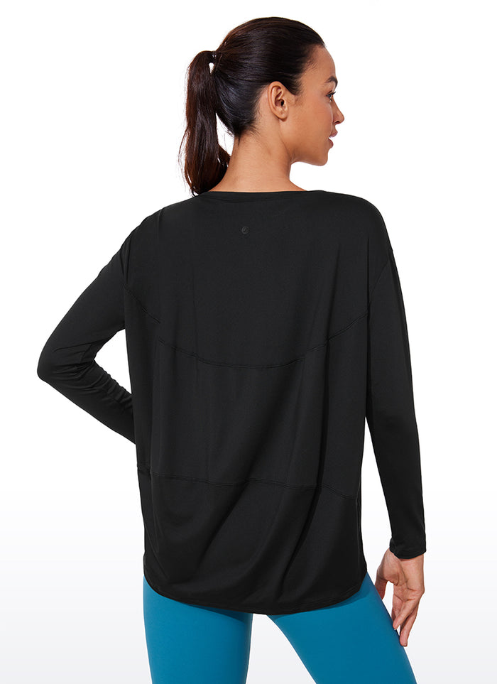 CRZ YOGA Women UPF 50+ Run Lightweight Loose Fit Long Sleeves Black