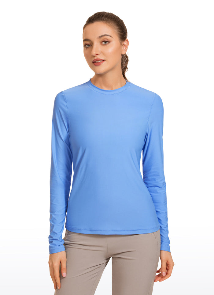 CRZ YOGA Women's Swimwear UPF 50+ Rash Guard Long Sleeve Blue Violet