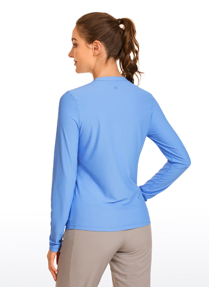 CRZ YOGA Women's Swimwear UPF 50+ Rash Guard Long Sleeve Blue Violet