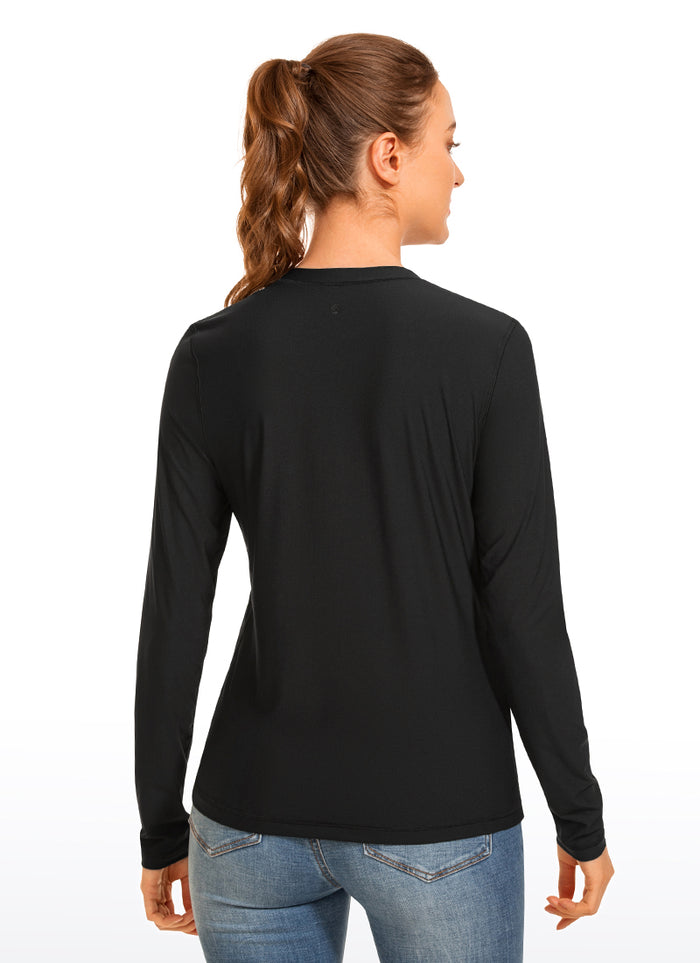 CRZ YOGA Women's Swimwear UPF 50+ Rash Guard Long Sleeve Black
