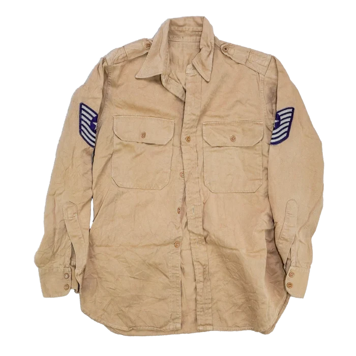 US Air Force 1960s Khaki Long Sleeve Shirt - Small - US Air Force Surplus - Service Shirts