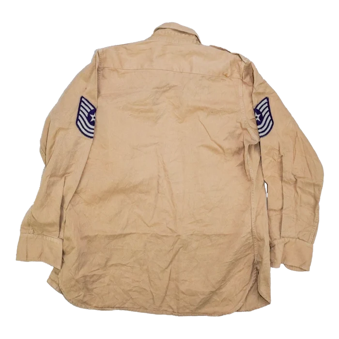 US Air Force 1960s Khaki Long Sleeve Shirt - Small - US Air Force Surplus - Service Shirts