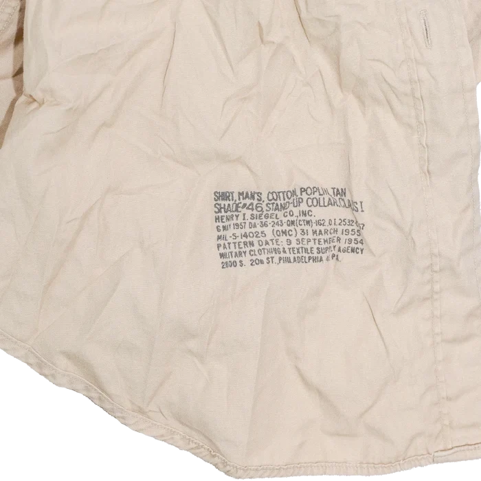 US Army 1950s Khaki Long Sleeve Service Shirt - 15.5x34, Medium - US Army Surplus - Service Shirts