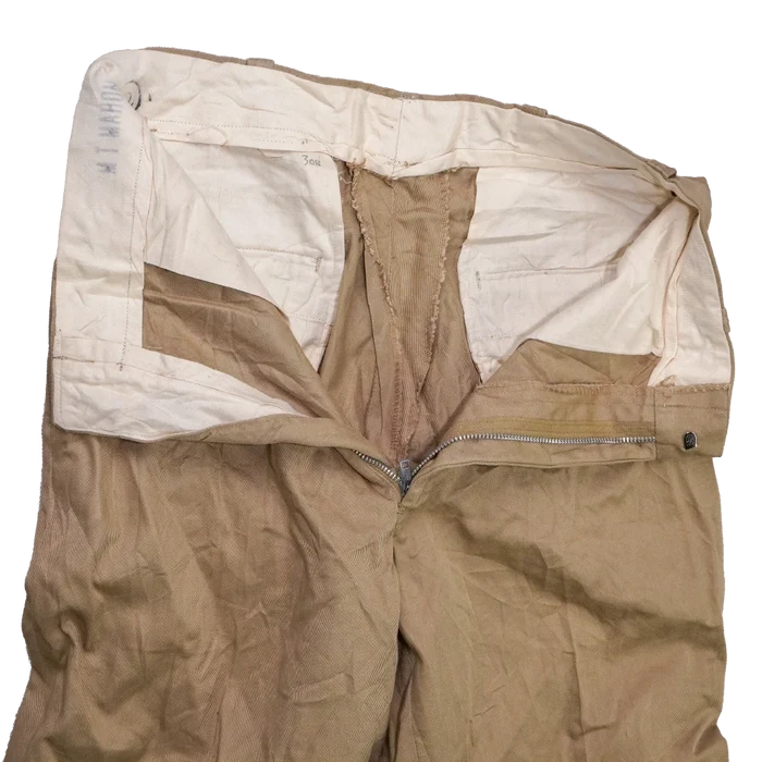 US Army 1960s Khaki Chino Trousers - 30R, Small - US Army Surplus - Dress Trousers