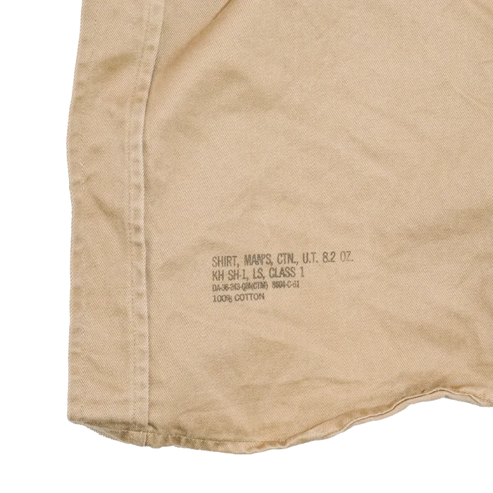 US Army 1960s Khaki Long Sleeve Shirt - 17x33, Large - US Army Surplus - Service Shirts