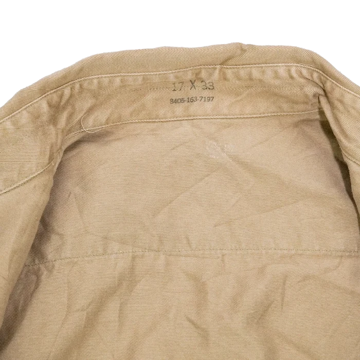 US Army 1960s Khaki Long Sleeve Shirt - 17x33, Large - US Army Surplus - Service Shirts