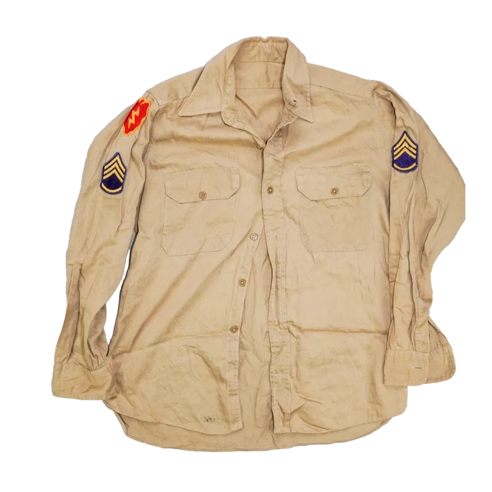 US Army 1960s Khaki Long Sleeve Shirt - Medium - US Army Surplus - Service Shirts