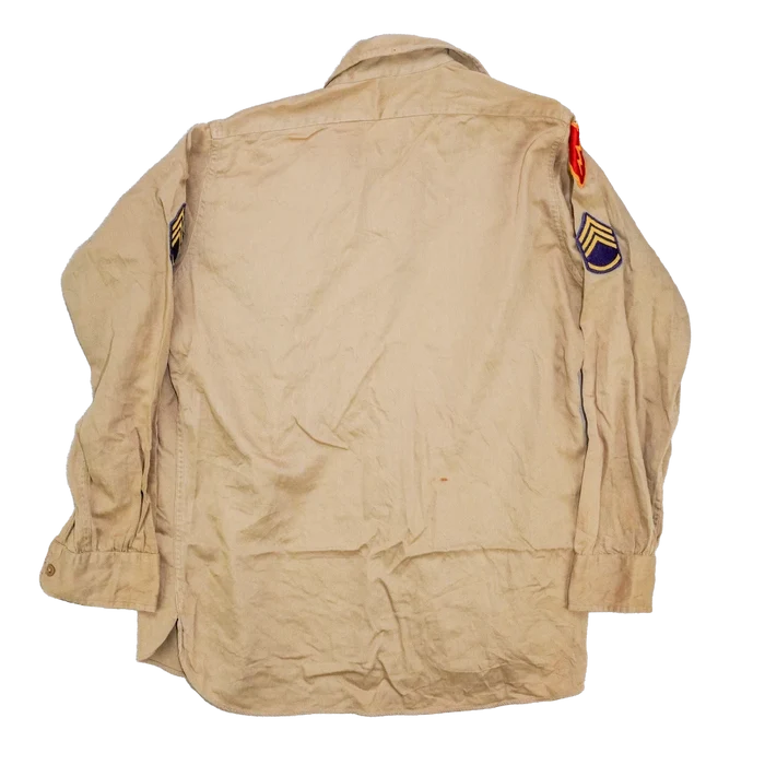 US Army 1960s Khaki Long Sleeve Shirt - Medium - US Army Surplus - Service Shirts