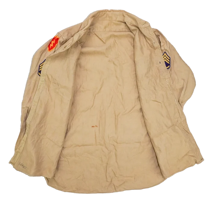 US Army 1960s Khaki Long Sleeve Shirt - Medium - US Army Surplus - Service Shirts