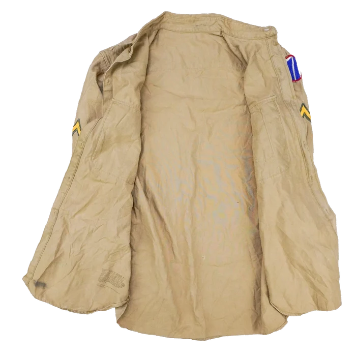US Army 71st Infantry Division 1950s Khaki Long Sleeve Shirt - Small - US Army Surplus - Field Shirts